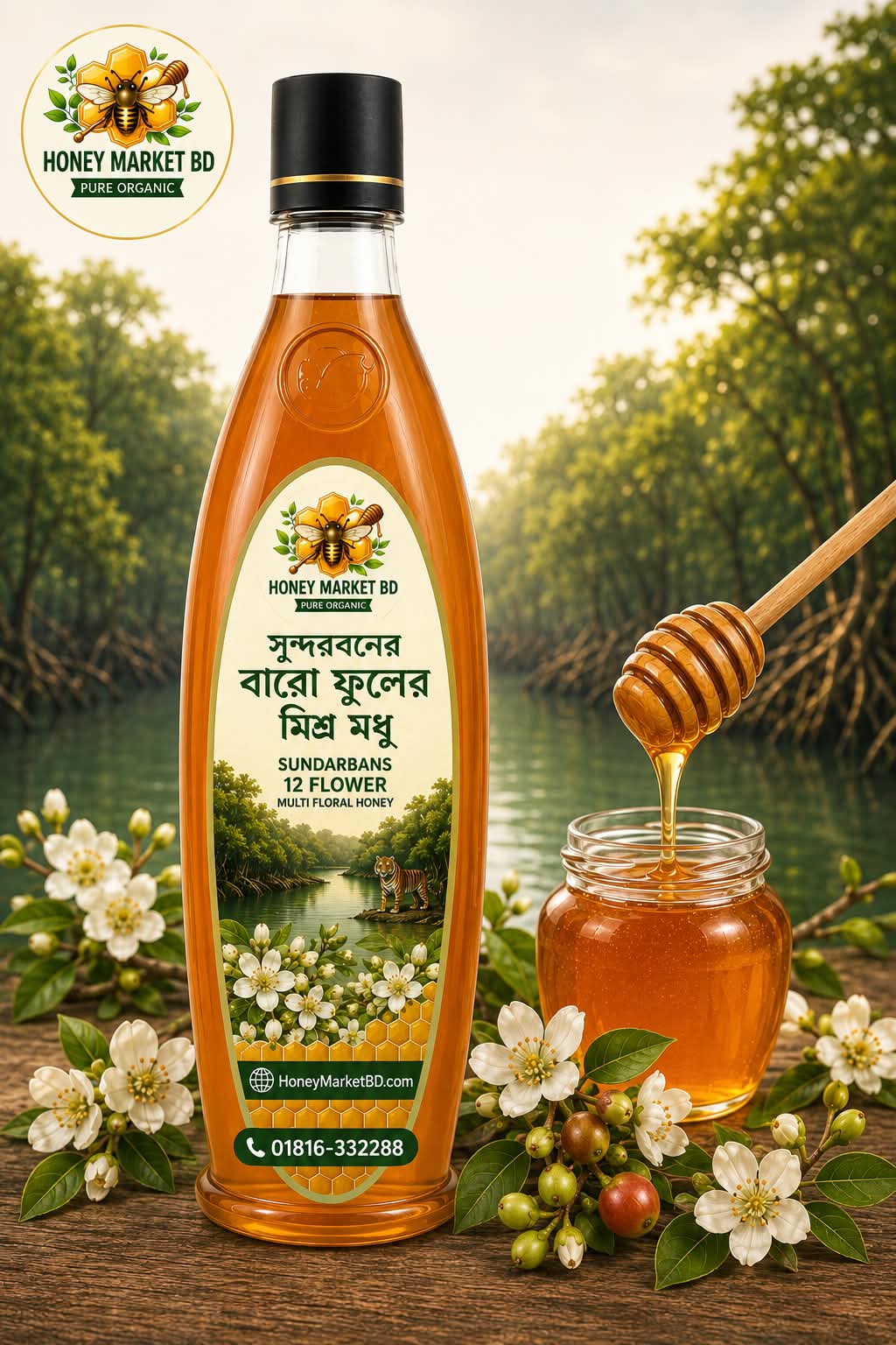 সুন্দরবনের মিশ্র বারোফুলের মধু (১ কেজি)